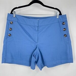 LOFT Blue Sailor Button‎ High Rise Cotton Shorts Size 14